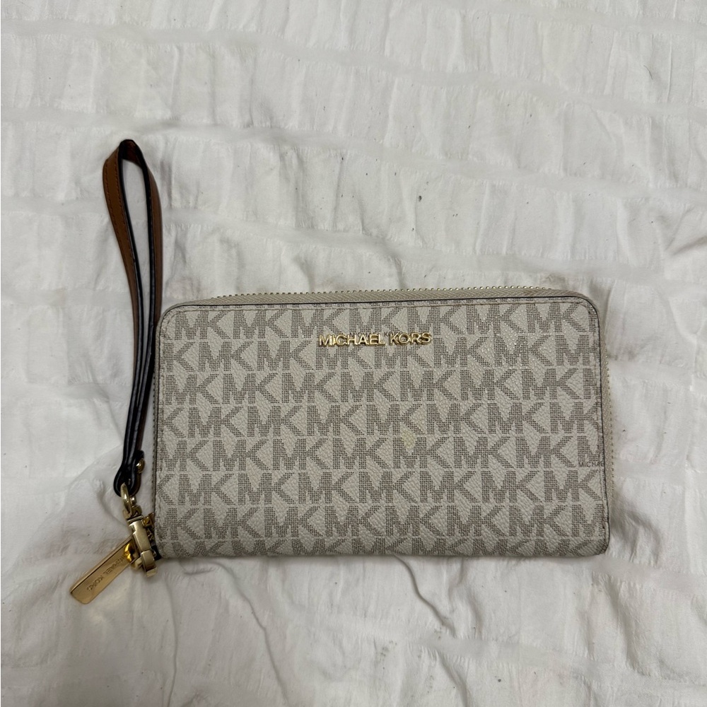 Michael Kors Beige Monogram Wristlet